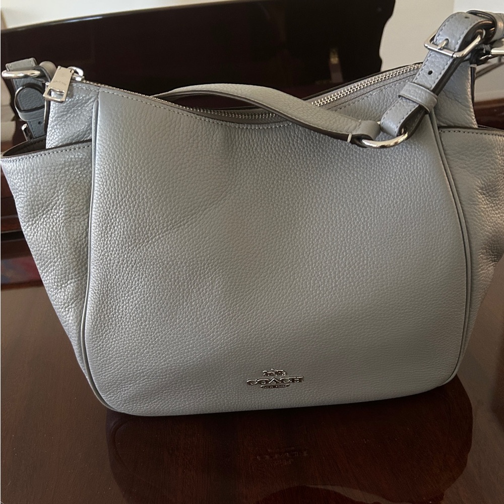 Coach Pebble Leather Gray Shoulder Bag